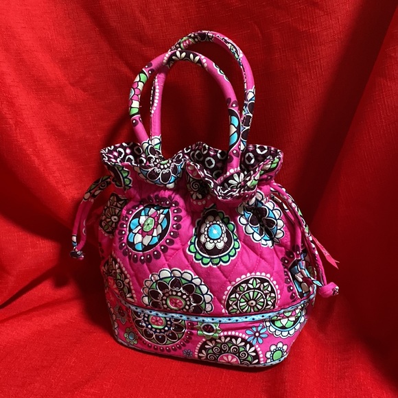 VERA BRADLEY PURSE W/2 HANDLES GEOMETRICAL DESIGNS ON PINK EXCELLENT CONDITION - Picture 8 of 10